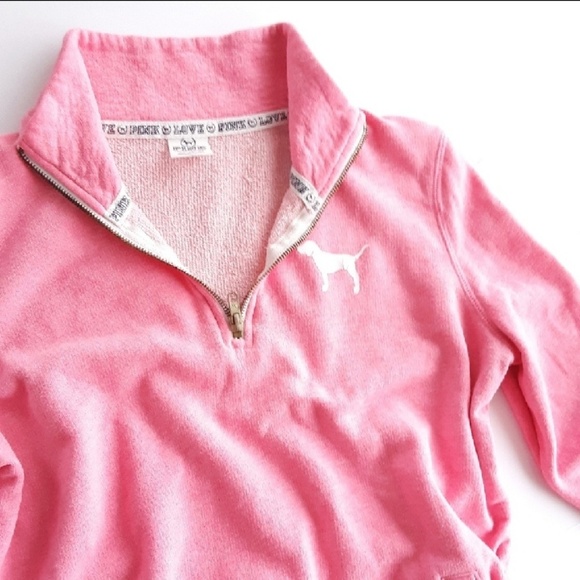 PINK VS Quarter Zip Graphic Pullover Sweatshirt XS - Picture 7 of 7